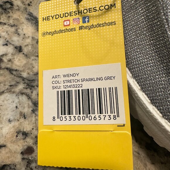 HEY DUDE WENDY STRETCH SPARKLING GREY 7 - Picture 2 of 5